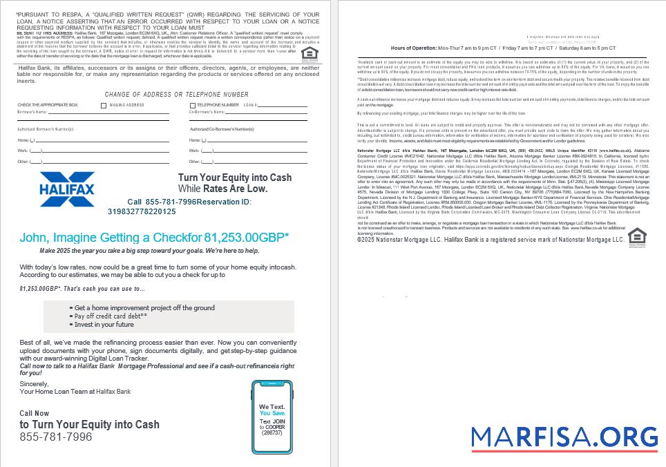 Realistic United Kingdom Halifax bank mortgage loan statement in Word and PDF formats , 4 pages 3 4 real example